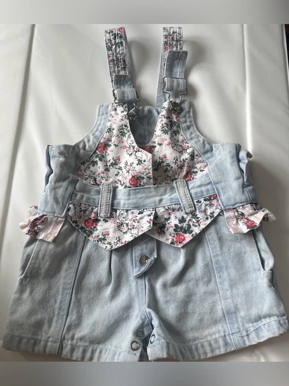 Bugle Boy 24M Denim Floral Patch Embroidered Jean Overalls Vintage 90s Y2K